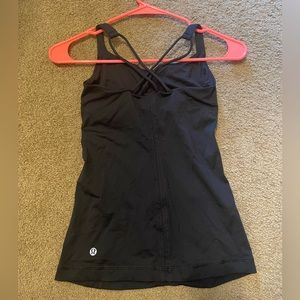lululemon black criss cross double strap tank top, Size 2